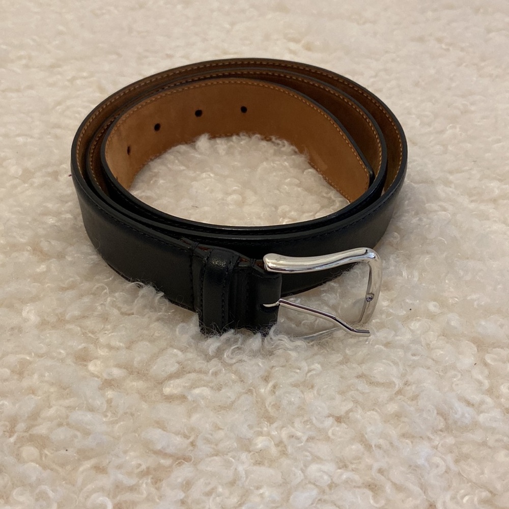 Saks Fifth Avenue Men's Black Leather Belt, Size 38